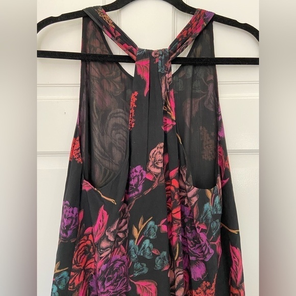 Alice + Olivia Black Colorful Floral Romantic Formal Halter Cocktail Shift Dress - Picture 8 of 14